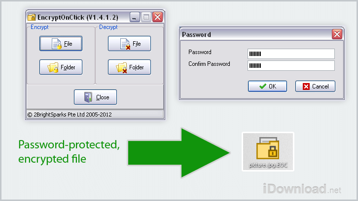 Click a file or folder that you want to encrypt. Decrypting them is just as easy